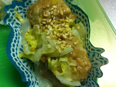 お弁当に♪白菜と肉団子の柚子胡椒マヨ炒め